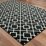 9' X 12' Black Ivory Machine Woven Geometric Diamonds Indoor Area Rug - Homeroots - Flyclothing LLC