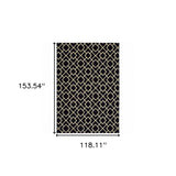 9' X 12' Black Ivory Machine Woven Geometric Diamonds Indoor Area Rug - Homeroots - Flyclothing LLC