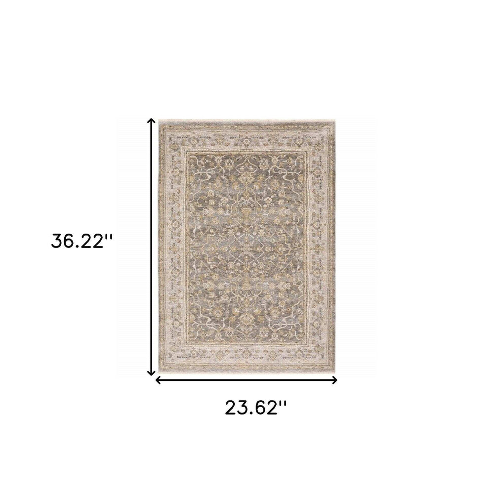 2' X 3' Beige Grey Machine Woven Oriental Indoor Area Rug - Homeroots - Flyclothing LLC