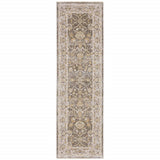 8' Beige Grey Machine Woven Oriental Indoor Runner Rug - Homeroots - Flyclothing LLC