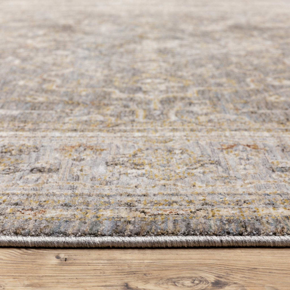 8' Beige Grey Machine Woven Oriental Indoor Runner Rug - Homeroots - Flyclothing LLC