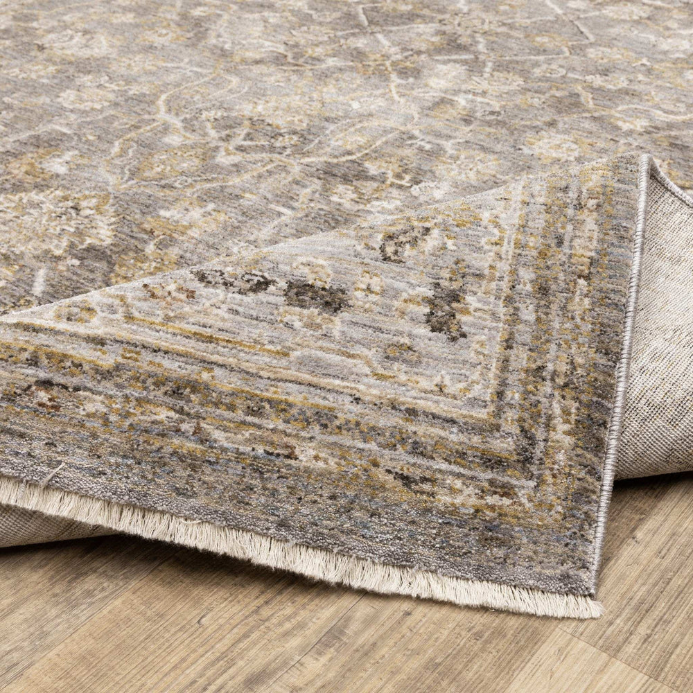 8' Beige Grey Machine Woven Oriental Indoor Runner Rug - Homeroots - Flyclothing LLC