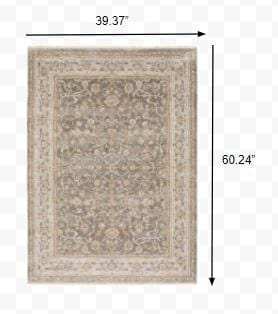 3' X 5' Beige Grey Machine Woven Oriental Indoor Arean Rug - Homeroots - Flyclothing LLC