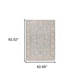 5' X 8' Blue Ivory Machine Woven Floral Oriental Indoor Area Rug - Homeroots - Flyclothing LLC