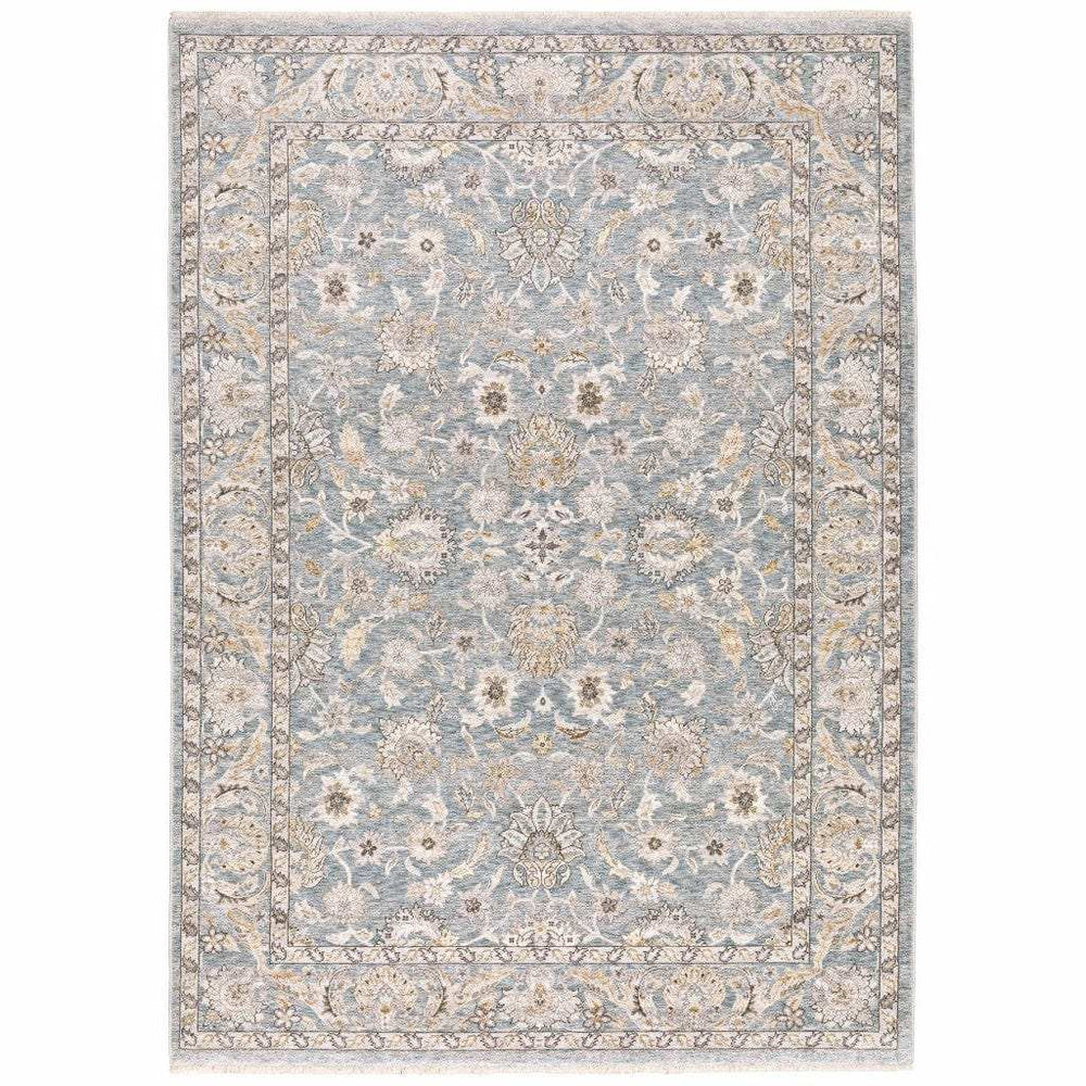 6' X 9' Blue Ivory Machine Woven Floral Oriental Indoor Area Rug - Homeroots - Flyclothing LLC