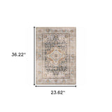 2' X 3' Grey Blue Machine Woven Medallion Indoor Area Rug - Homeroots - Flyclothing LLC