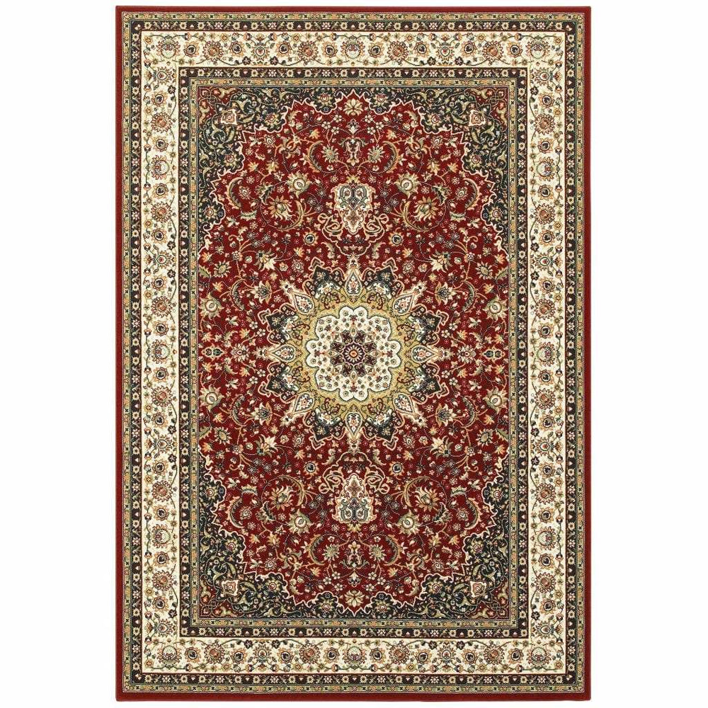 1' X 3' Red Ivory Machine Woven Oriental Indoor Area Rug - Homeroots - Flyclothing LLC