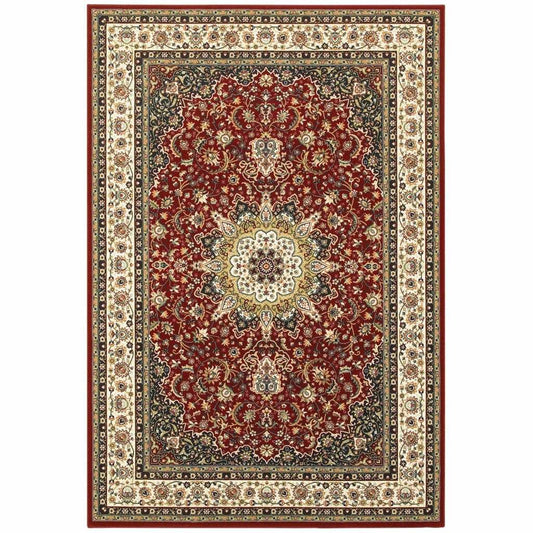1' X 3' Red Ivory Machine Woven Oriental Indoor Area Rug - Homeroots - Flyclothing LLC