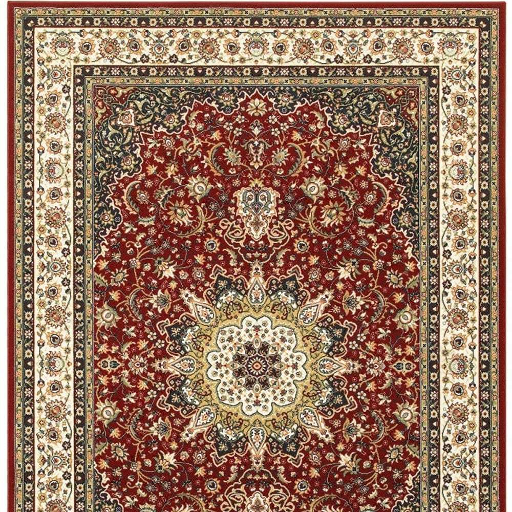 1' X 3' Red Ivory Machine Woven Oriental Indoor Area Rug - Homeroots - Flyclothing LLC