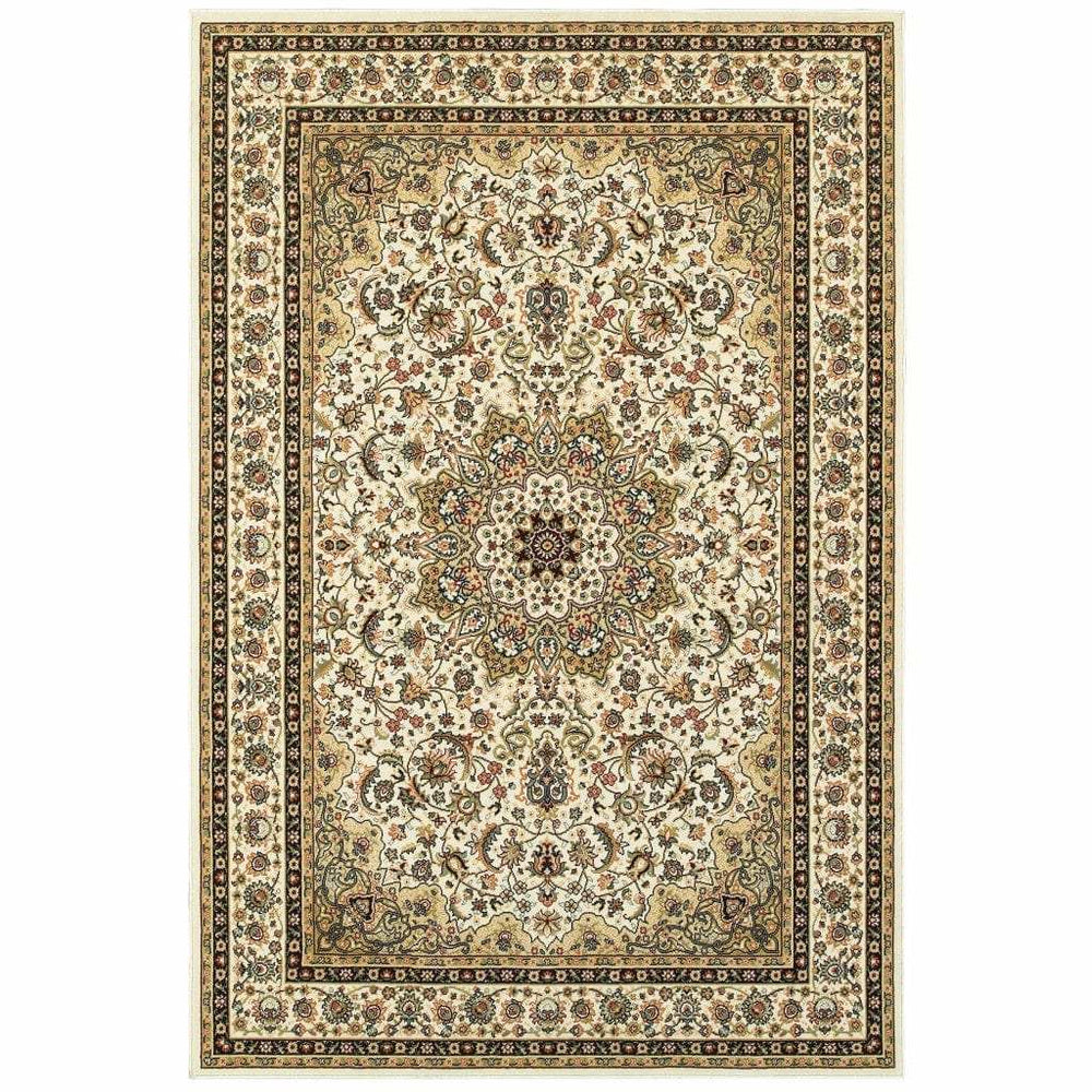 1' X 3' Ivory Beige Machine Woven Oriental Indoor Area Rug - Homeroots - Flyclothing LLC