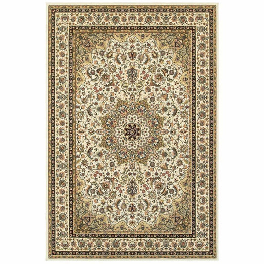 1' X 3' Ivory Beige Machine Woven Oriental Indoor Area Rug - Homeroots - Flyclothing LLC