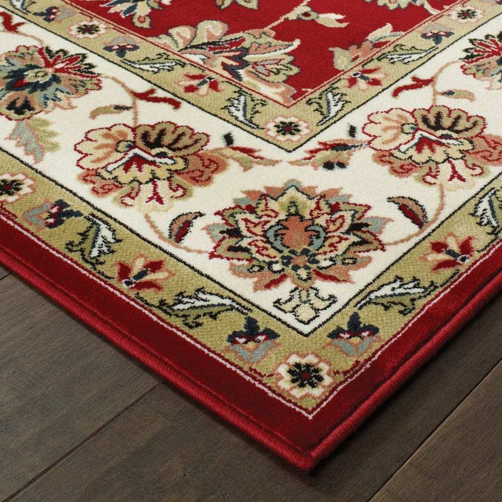 1' X 3' Red Ivory Machine Woven Floral Oriental Indoor Area Rug - Homeroots - Flyclothing LLC