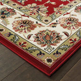 1' X 3' Red Ivory Machine Woven Floral Oriental Indoor Area Rug - Homeroots - Flyclothing LLC