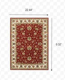 1' X 3' Red Ivory Machine Woven Floral Oriental Indoor Area Rug - Homeroots - Flyclothing LLC