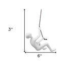 6" White Unique Resin Climbing Man With Rope Wall Art - Homeroots - Flyclothing LLC