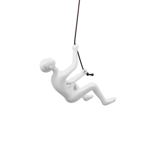 6" White Unique Resin Climbing Man With Rope Wall Art - Homeroots