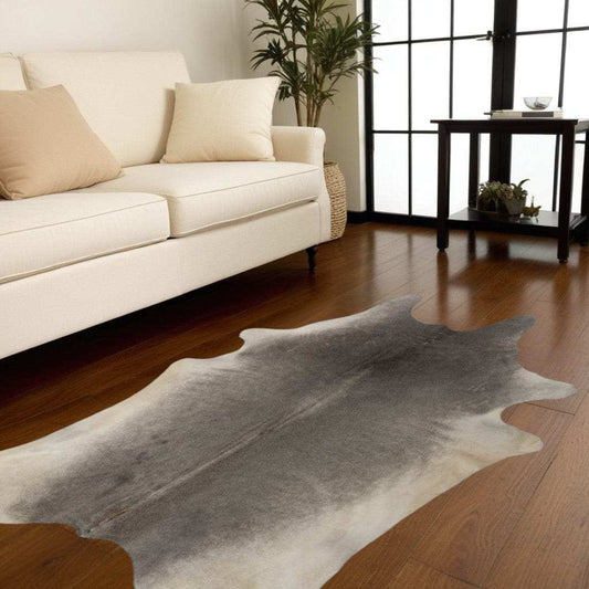 6' X 7' Gray Natural Cowhide Area Rug - Homeroots - Flyclothing LLC