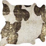 6' X 7' Dark Brown White And Gold Natural Cowhide Area Rug - Homeroots - Flyclothing LLC