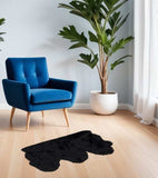 3' X 5' Black Natural Sheepskin Area Rug - Homeroots - Flyclothing LLC