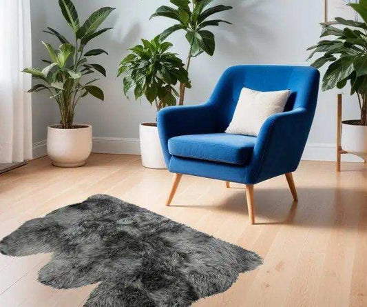 3' X 5' Gray Natural Sheepskin Area Rug - Homeroots - Flyclothing LLC