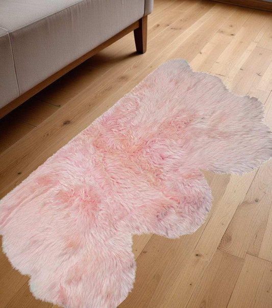 3' X 5' Pink Natural Sheepskin Area Rug - Homeroots - Flyclothing LLC