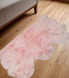 3' X 5' Pink Natural Sheepskin Area Rug - Homeroots - Flyclothing LLC