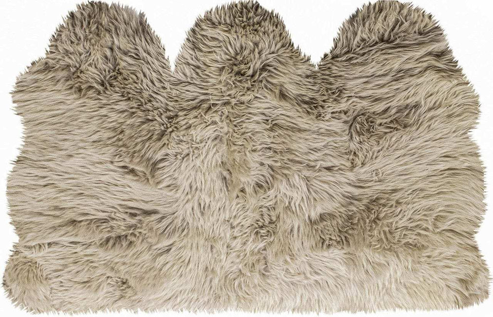 3' X 5' Taupe Natural Sheepskin Area Rug - Homeroots - Flyclothing LLC