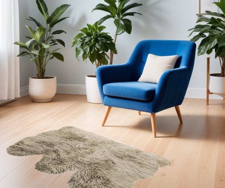 3' X 5' Taupe Natural Sheepskin Area Rug - Homeroots - Flyclothing LLC