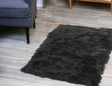 3' X 5' Black Natural Rectangular Sheepskin Area Rug - Homeroots - Flyclothing LLC