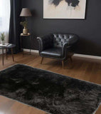 2' X 5' Black Natural Rectangular Sheepskin Area Rug - Homeroots - Flyclothing LLC