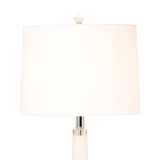 Set of Two 29" Blue and White Glass Table Lamps With White Shades - Homeroots