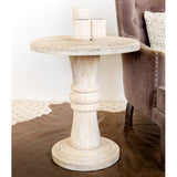 28" White Distressed Solid Wood Round End Table - Homeroots - Flyclothing LLC