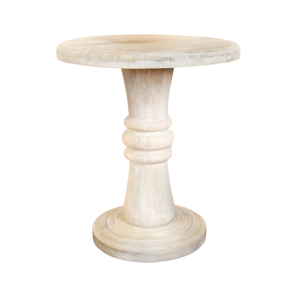 28" White Distressed Solid Wood Round End Table - Homeroots - Flyclothing LLC
