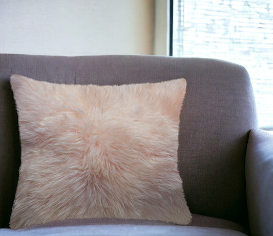 18" Blush Sheepskin Throw Pillow - Homeroots