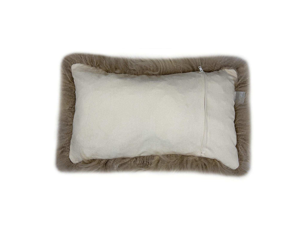 Taupe Natural Sheepskin Lumbar Pillow - Homeroots - Flyclothing LLC
