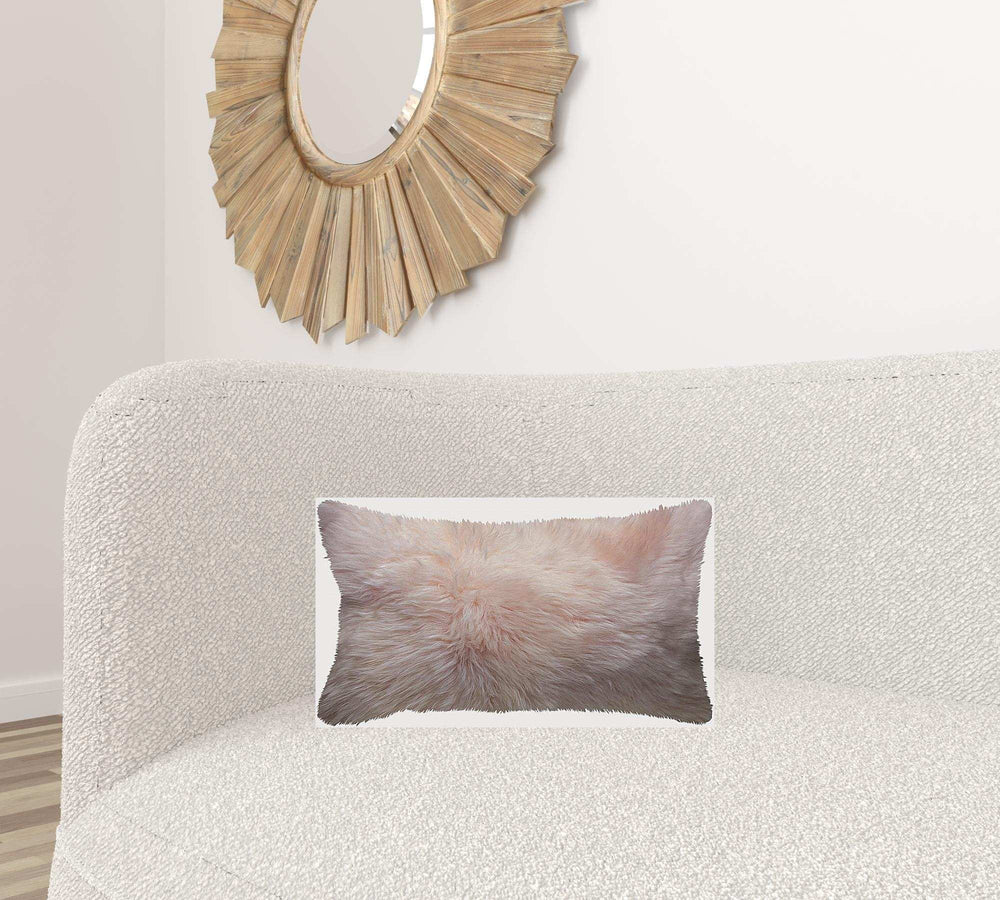 Blush Natural Sheepskin Lumbar Pillow - Homeroots - Flyclothing LLC