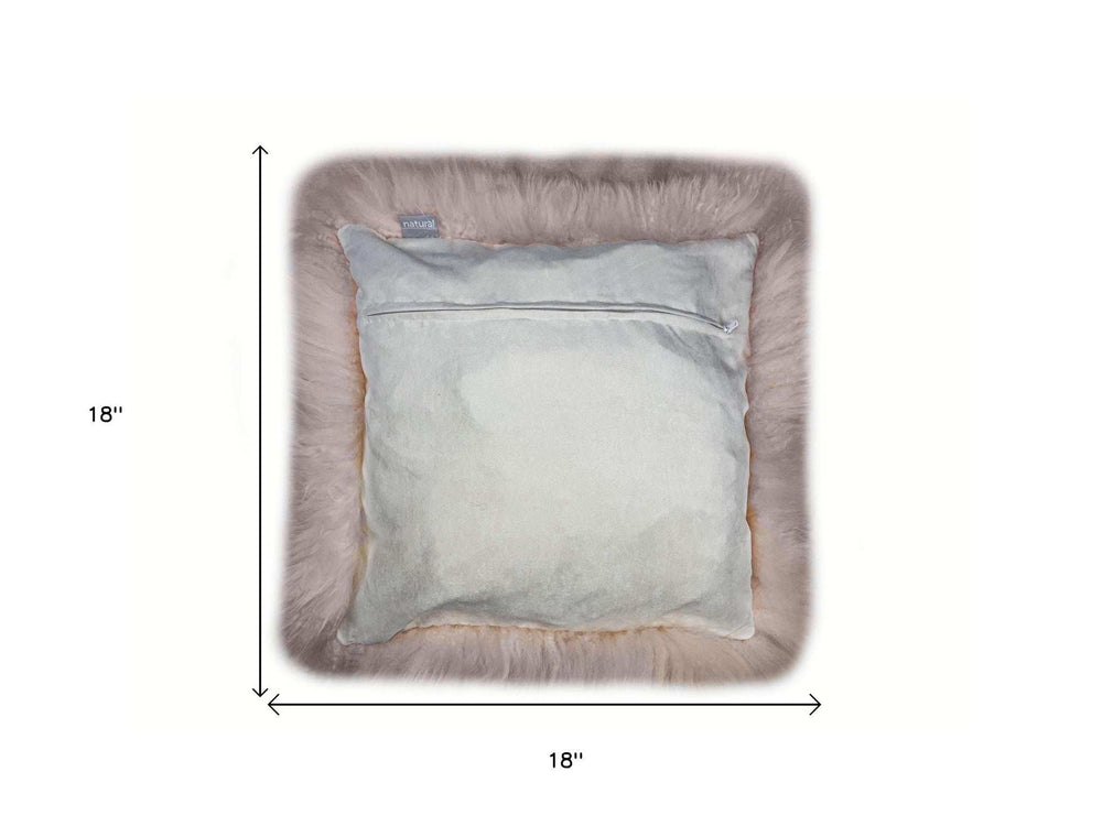 Set Of Two Blush Natural Sheepskin Square Pillows - Homeroots - Flyclothing LLC