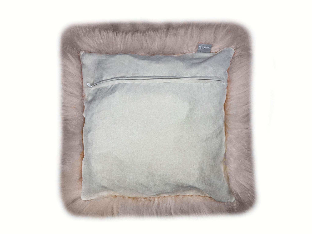 Set Of Two Blush Natural Sheepskin Square Pillows - Homeroots - Flyclothing LLC
