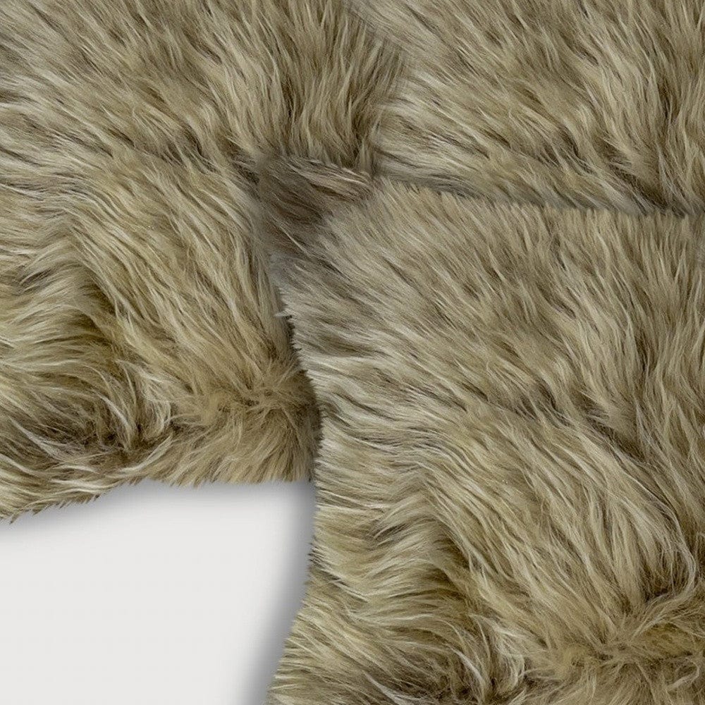 Set of Two 12" X 20" Taupe Sheepskin Lumbar Throw Pillows - Homeroots - Flyclothing LLC