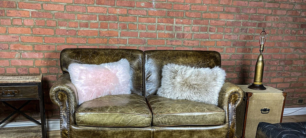 Set of Two 12" X 20" Taupe Sheepskin Lumbar Throw Pillows - Homeroots - Flyclothing LLC