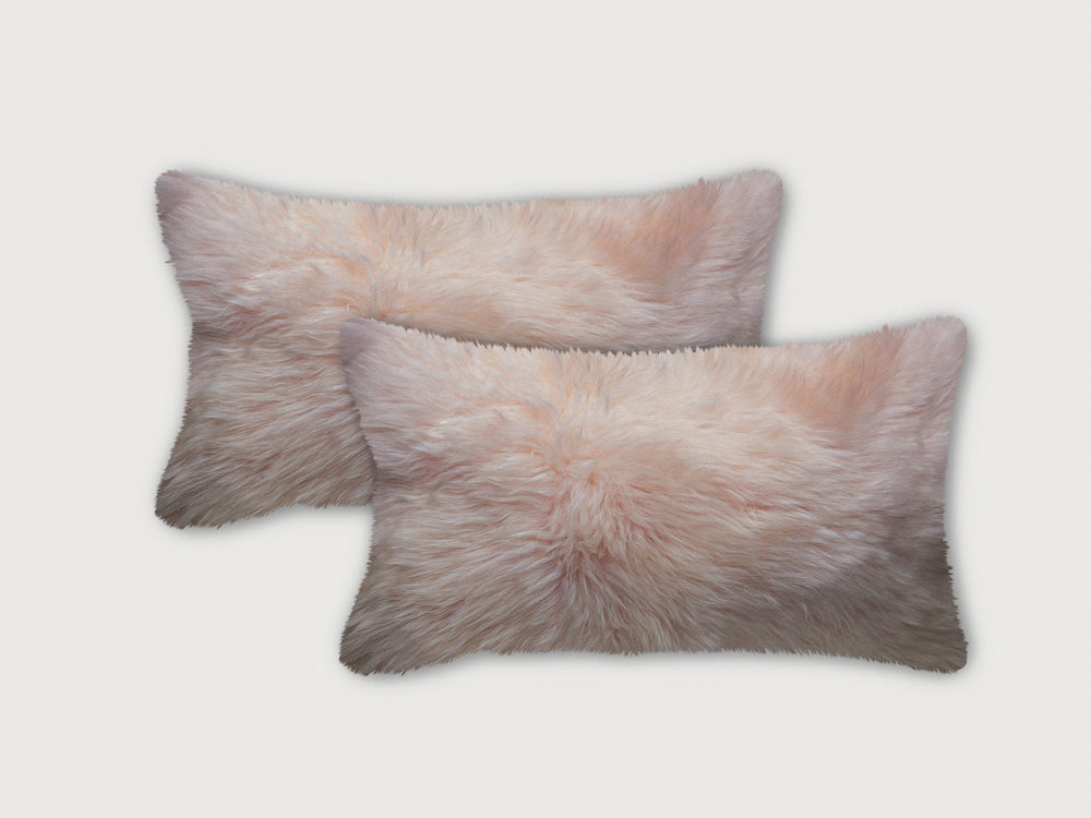 Set of Two 12" X 20" Blush Cowhide Throw Pillow - Homeroots - Flyclothing LLC