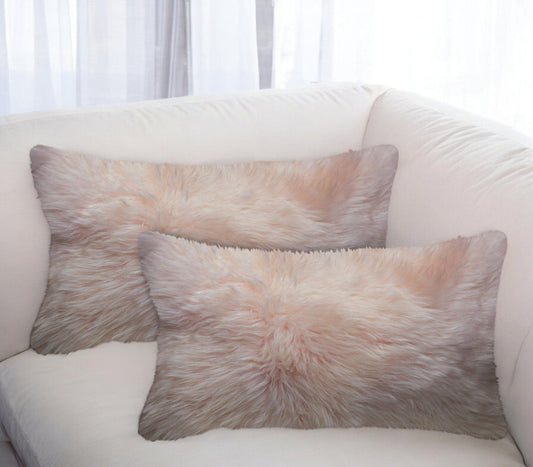 Set of Two 12" X 20" Blush Cowhide Throw Pillow - Homeroots