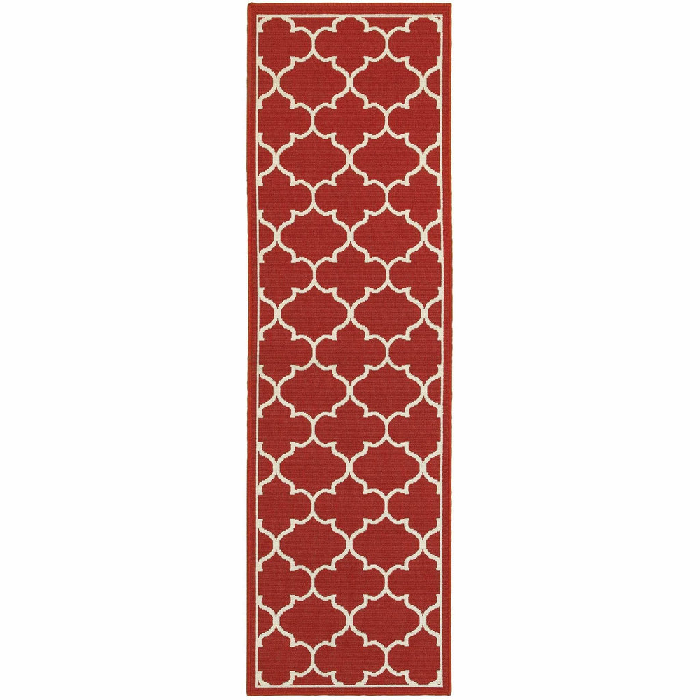 2' X 8' Red and Ivory Indoor Outdoor Area Rug - Homeroots - Flyclothing LLC