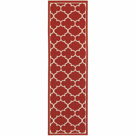 2' X 8' Red and Ivory Indoor Outdoor Area Rug - Homeroots - Flyclothing LLC