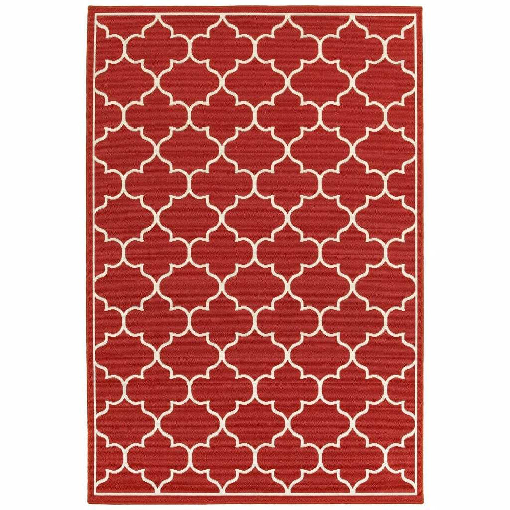 4' X 6' Red and Ivory Indoor Outdoor Area Rug - Homeroots - Flyclothing LLC