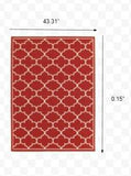 4' X 6' Red and Ivory Indoor Outdoor Area Rug - Homeroots - Flyclothing LLC