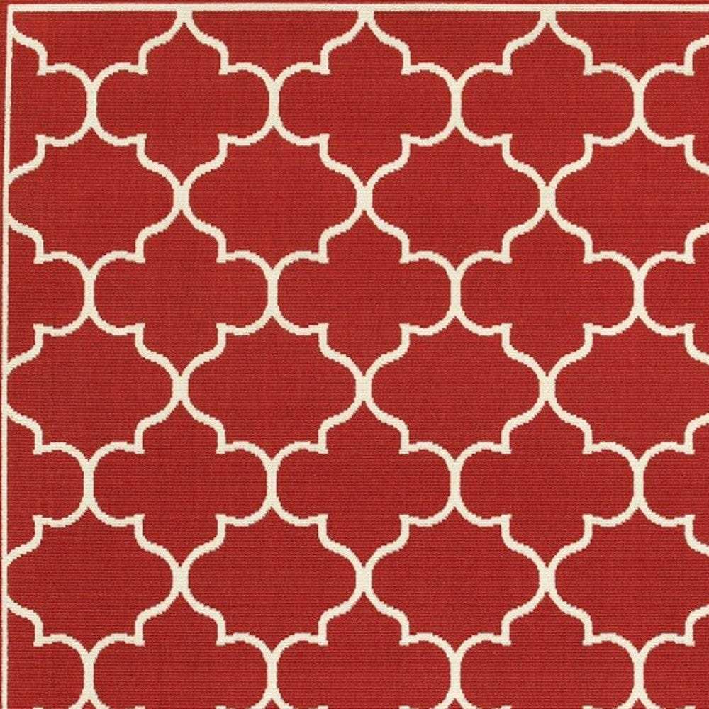 4' X 6' Red and Ivory Indoor Outdoor Area Rug - Homeroots - Flyclothing LLC