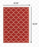 5' X 8' Red and Ivory Indoor Outdoor Area Rug - Homeroots - Flyclothing LLC