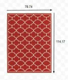 7' X 10' Red and Ivory Indoor Outdoor Area Rug - Homeroots - Flyclothing LLC