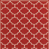 7' X 10' Red and Ivory Indoor Outdoor Area Rug - Homeroots - Flyclothing LLC